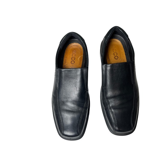 ECCO Men's Black Leather Slip-On Shoes EU 44 US 10-10.5 Comfort Arch Support - Picture 1 of 10